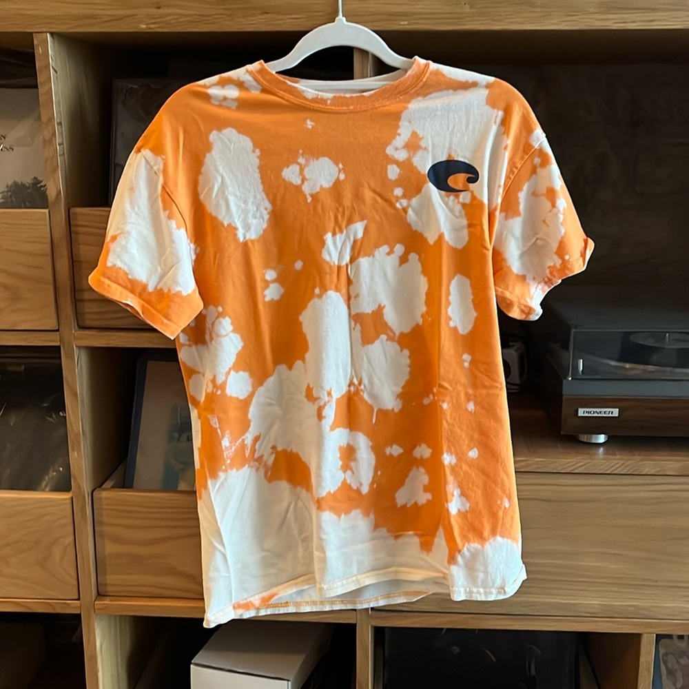 Costa Orange and White Tie-Dye Short Sleeve Tee